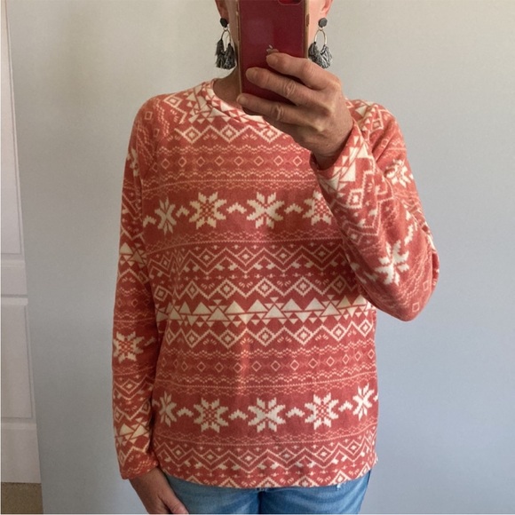 Brushed Hacci Fair Isle Geo Print Long Sleeve Top - Picture 5 of 9